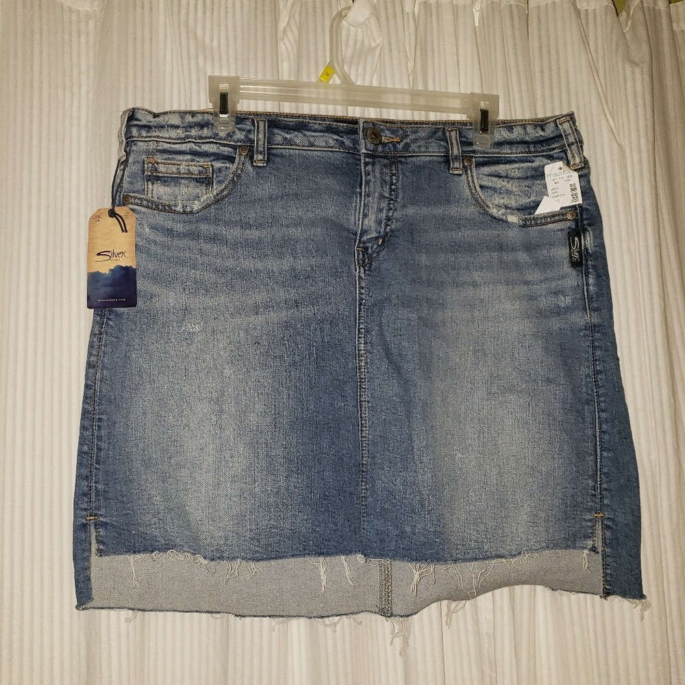 Silver jean skirt